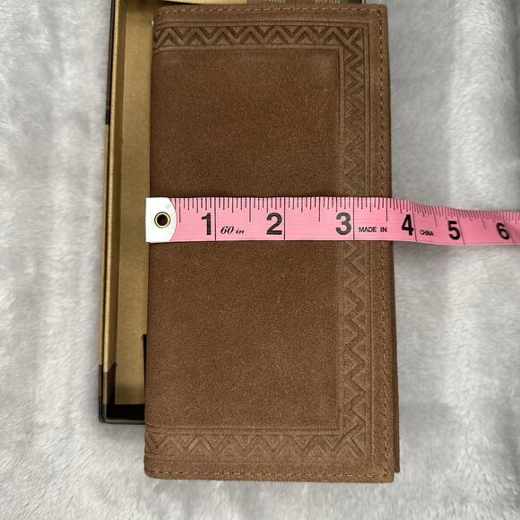 Justin Men's Rodeo Wallet Brown Suede Genuine Leather RFID Checkbook Western - Picture 7 of 9